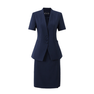 高端职业装西装套裙女短袖夏季薄款五星级酒店口腔前台接待工作服
