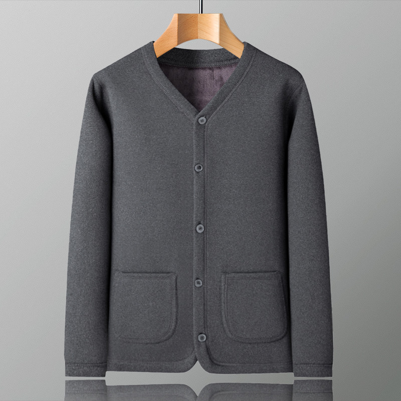 MIDDLE-AGED AND ELDERLY WINTER CLOTHES BABY CASHMERE MEN FLEECE AND THICKENING FATHERS WARM COTTON CLOTHES STRETCH GRANDPA WEAR A SET OF CLOTHES INSIDE AND OUTSIDE