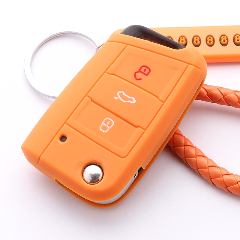 大众朗逸途观L高尔夫途昂凌渡速腾桑塔纳宝来汽车硅胶钥匙包套扣