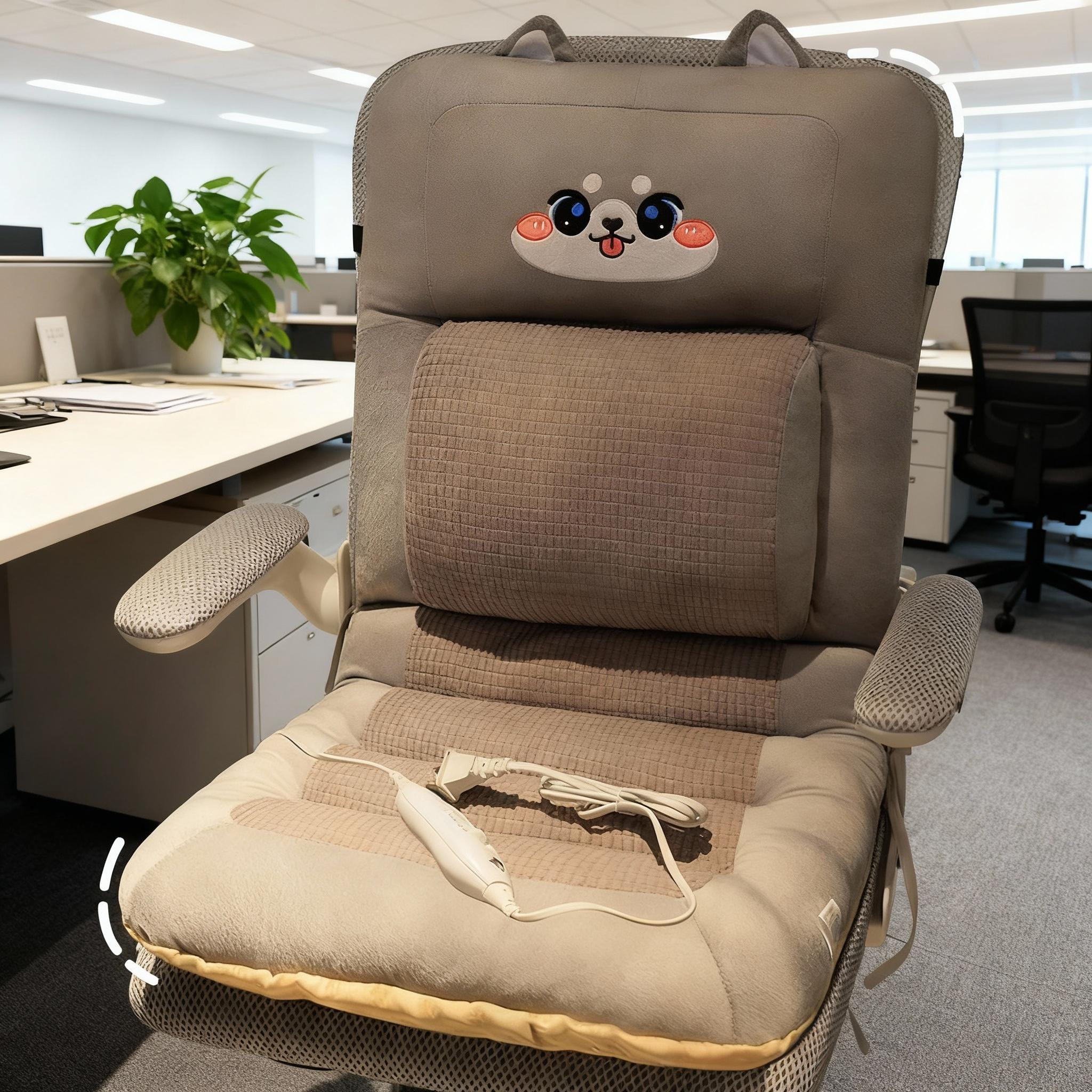 电热坐垫办公室久坐护腰靠背靠垫一体赠加热椅子座椅屁垫加厚冬季