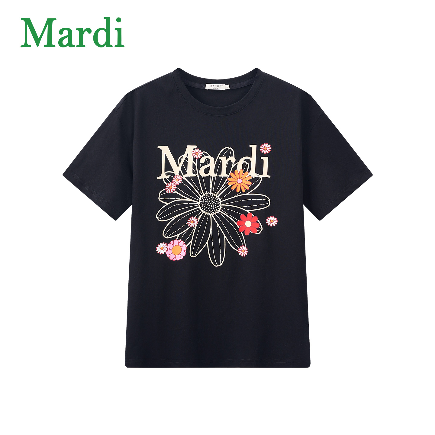 MARDI官方正品雏菊多花字母短袖t恤女夏宽松显瘦休闲韩系圆领上衣