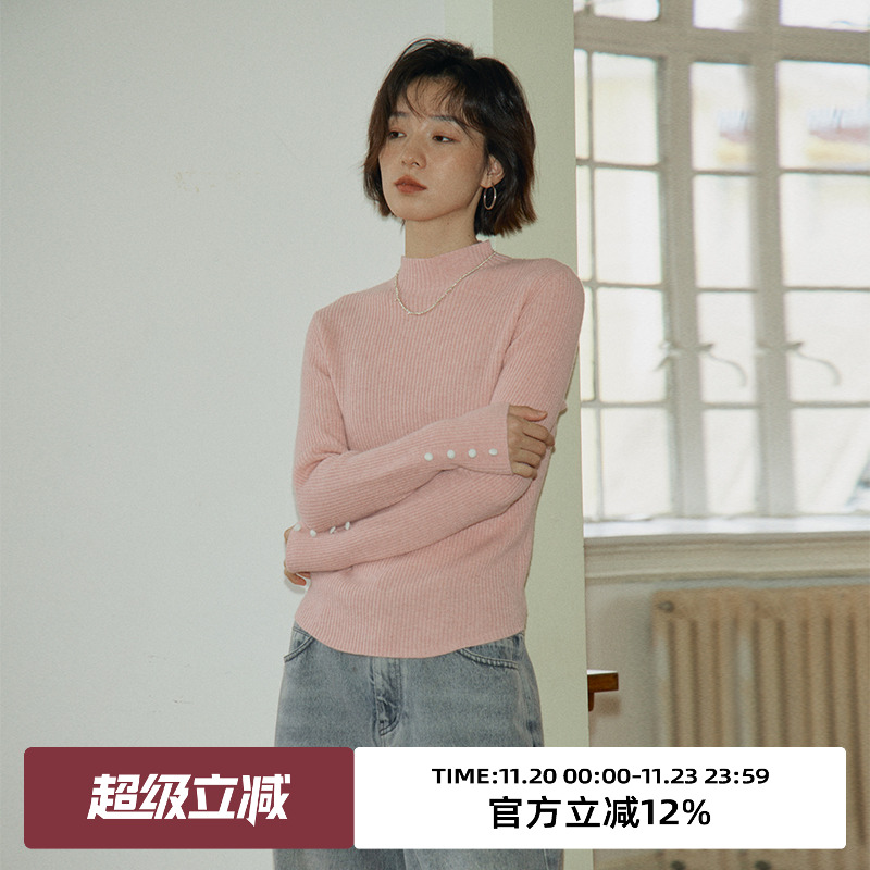 omont蛋挞家半高领羊毛毛衣