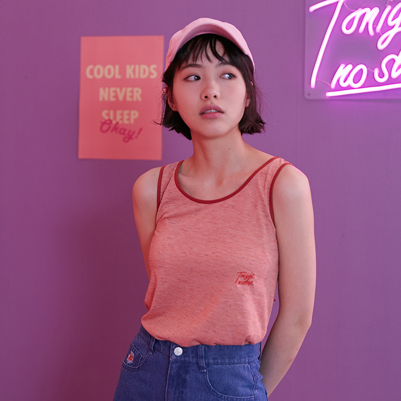 omont蛋挞家 2018新款可外穿无袖条纹针织背心女百搭内搭上衣夏季