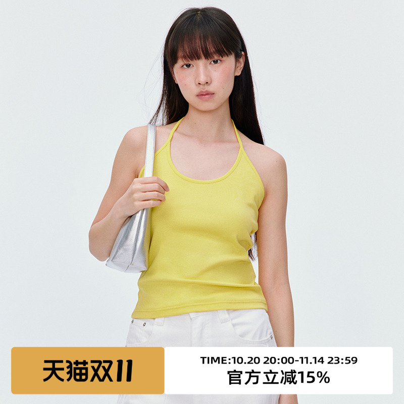 挂脖设计/复古彩色系吊带背心