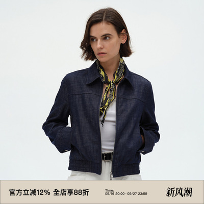 复古时髦翻领秋季飞行员夹克外套