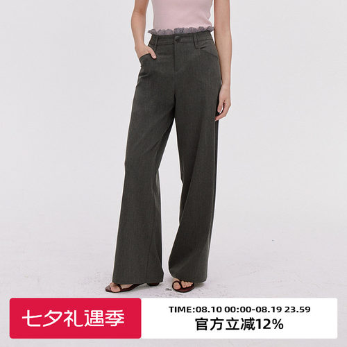 中低腰/腰头蕾丝花边/直筒休闲裤