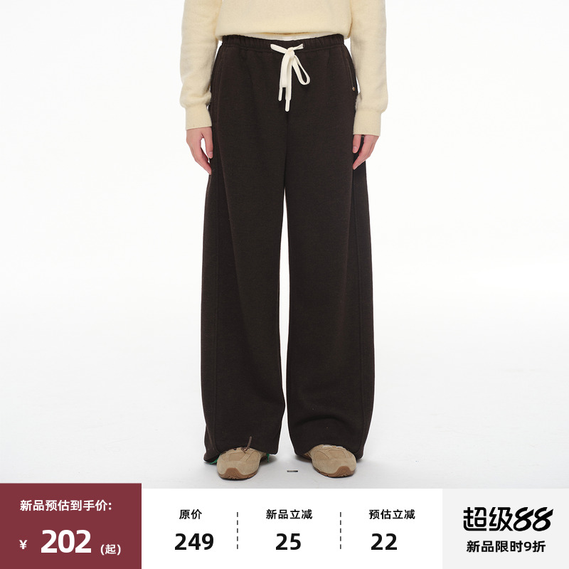 复古拼色腰头抽绳卫裤休闲裤