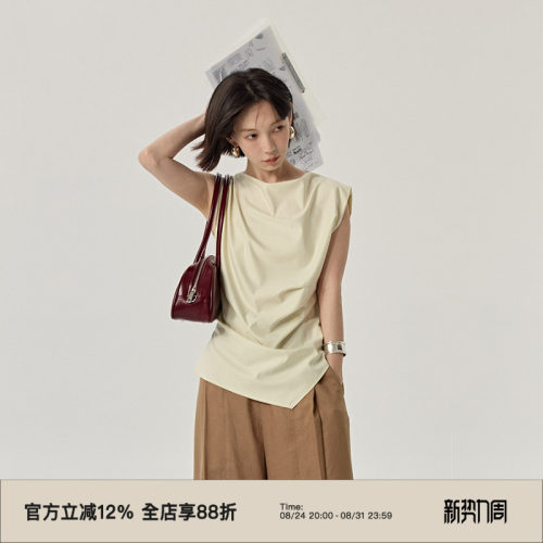omont蛋挞家修身无袖荡领极简