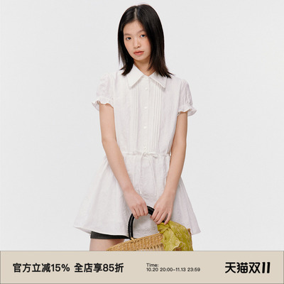复古收腰显瘦短袖连衣裙
