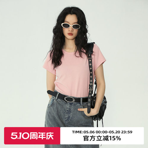 omont短款短袖修身正肩T恤