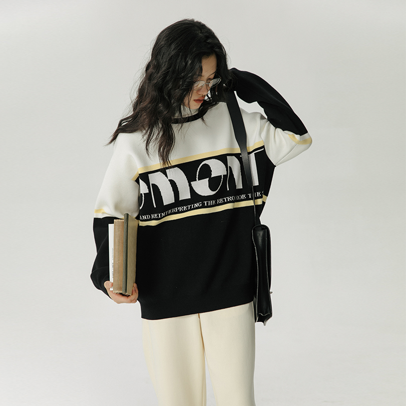 omont复古宽松慵懒风毛衣