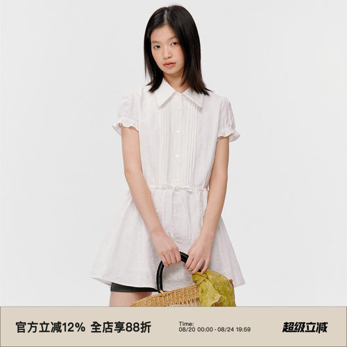 复古收腰显瘦短袖连衣裙
