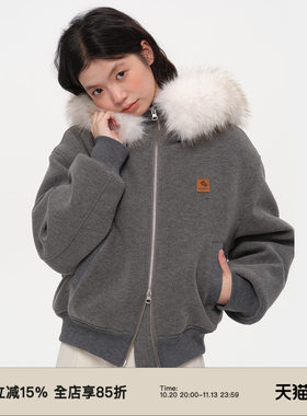 复古连帽宽松休闲棉服外套