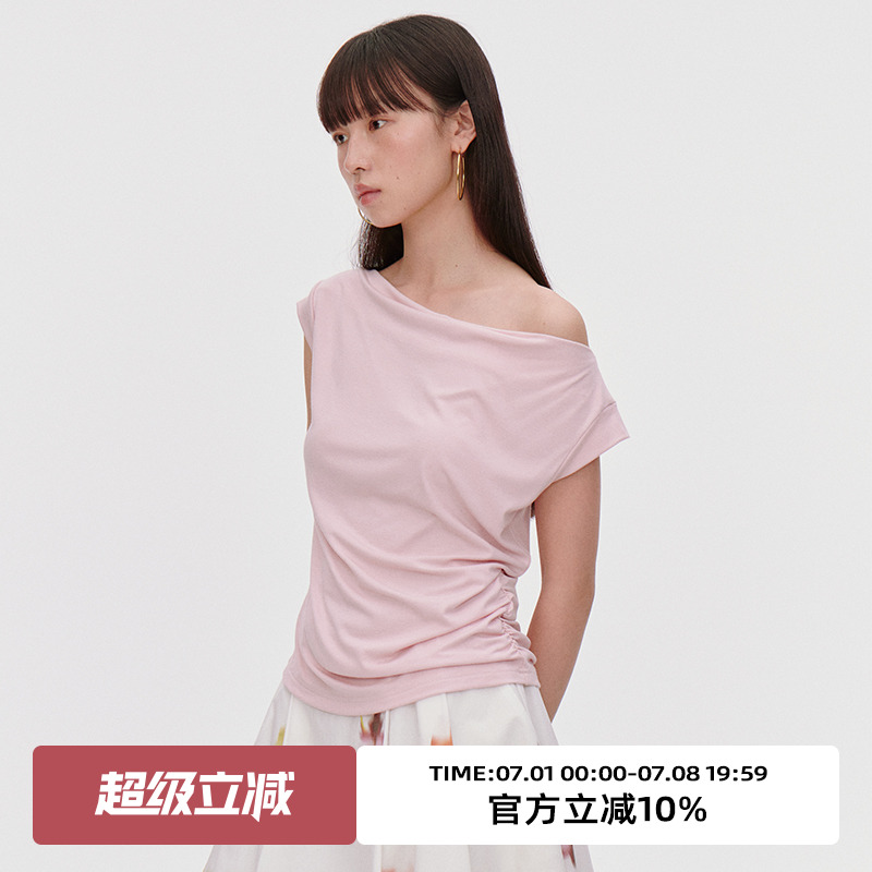 荡领/花卉色彩/一衣三穿短袖T恤