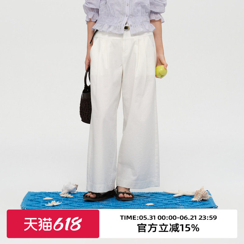 omont蛋挞家复古毛边设计感牛仔裤2026夏季高腰宽松阔腿直筒裤子