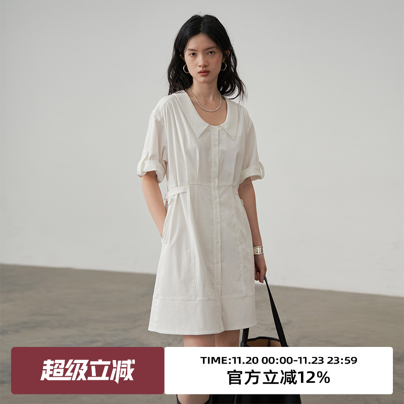 omont复古通勤收腰显瘦连衣裙