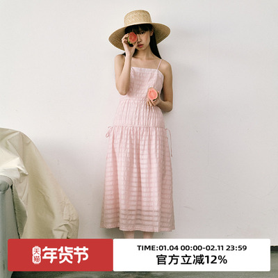 侧边绑带设计/吊带连衣裙