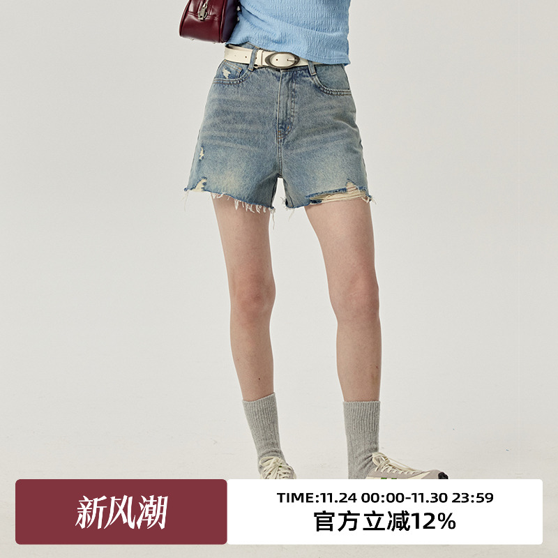 omont蛋挞家短裤磨破高腰