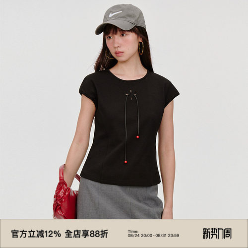 镂空绣/小飞袖/合身款短袖T恤
