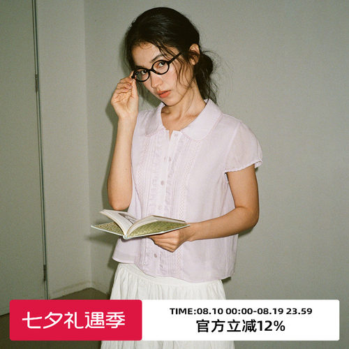 娃娃领正肩显瘦短袖衬衫