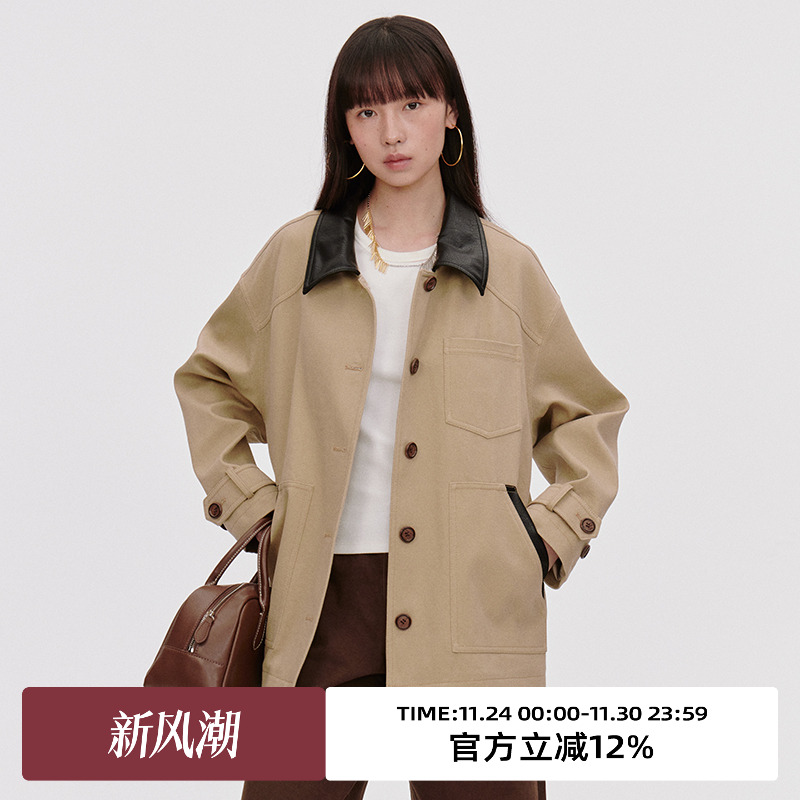 omont蛋挞家复古常规短外套