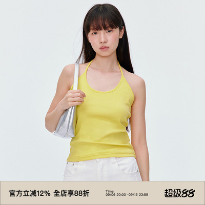 挂脖设计/复古彩色系吊带背心