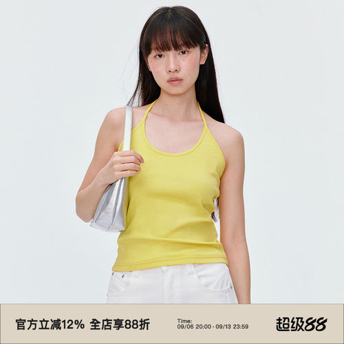 挂脖设计/复古彩色系吊带背心
