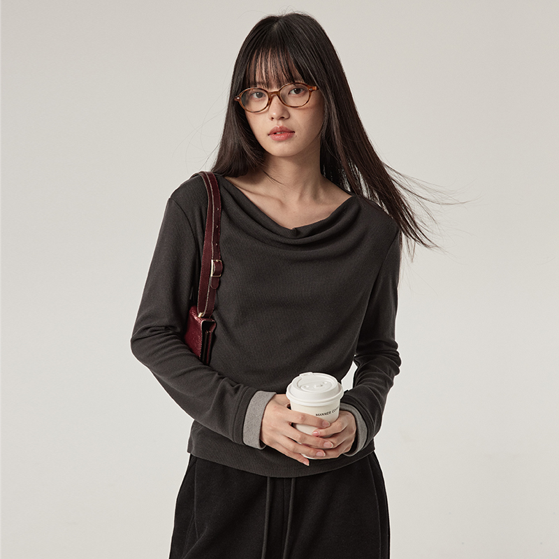 omont蛋挞家长袖一字领