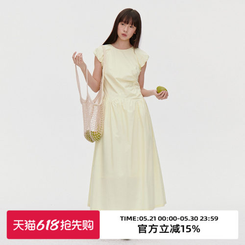 小飞袖泡泡袖/收腰连衣裙