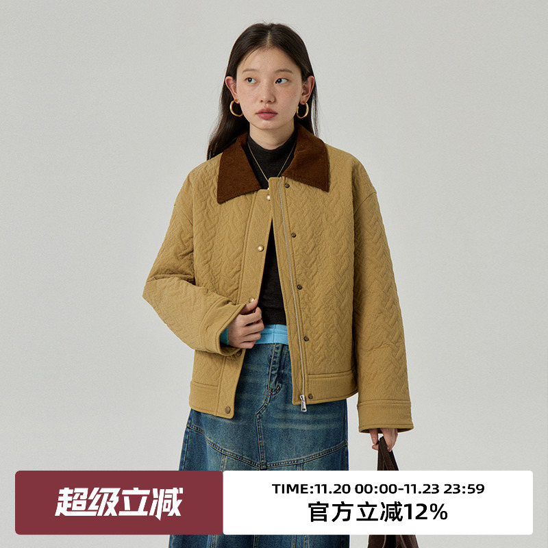 omont蛋挞家棉常规复古宽松棉衣