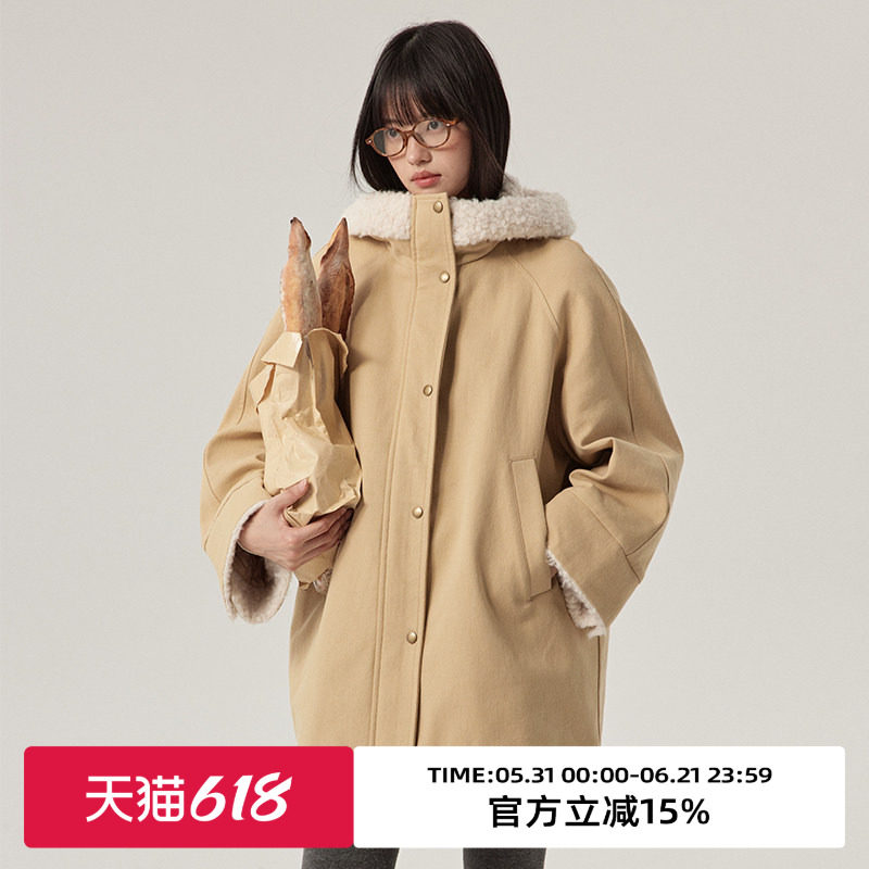 omont蛋挞家复古巴恩风工装派克服冬季加厚保暖休闲连帽棉服棉袄