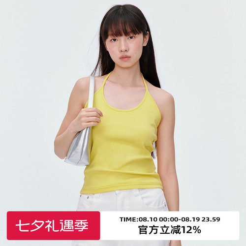 挂脖设计/复古彩色系吊带背心