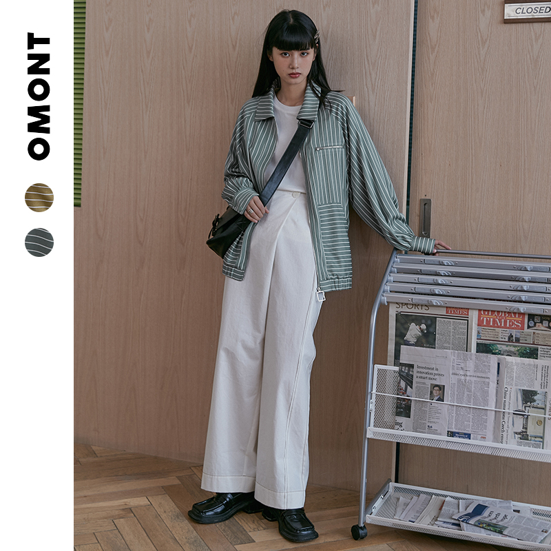 omont蛋挞家学院风条纹早秋外套