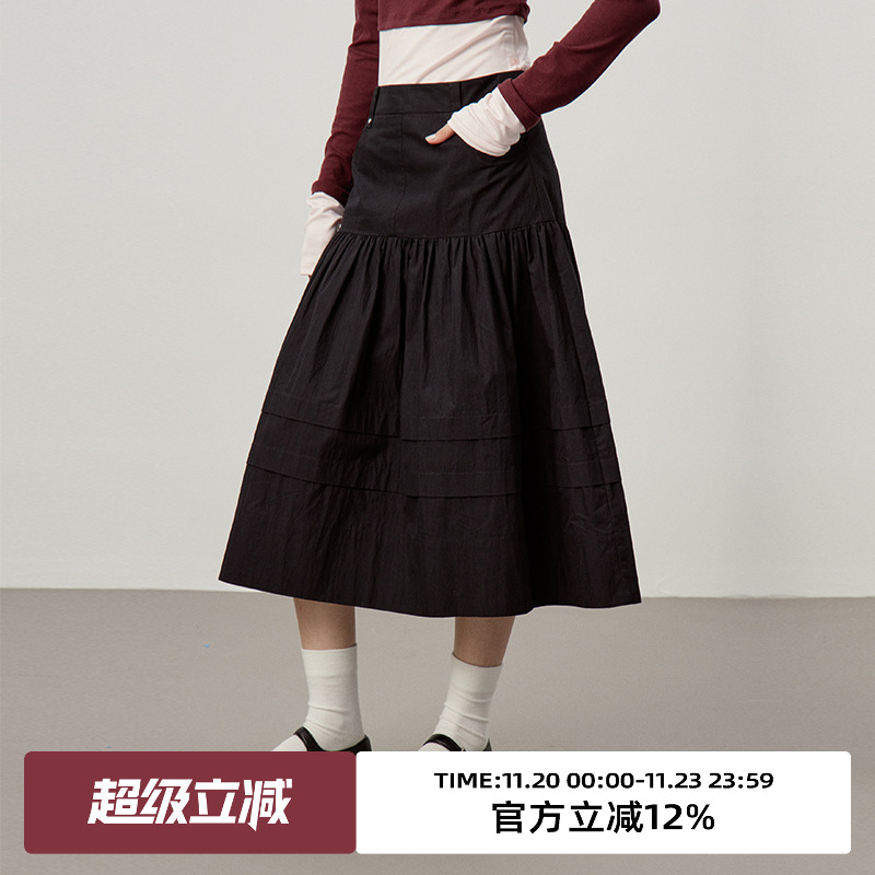 omont蛋挞家中长半身裙