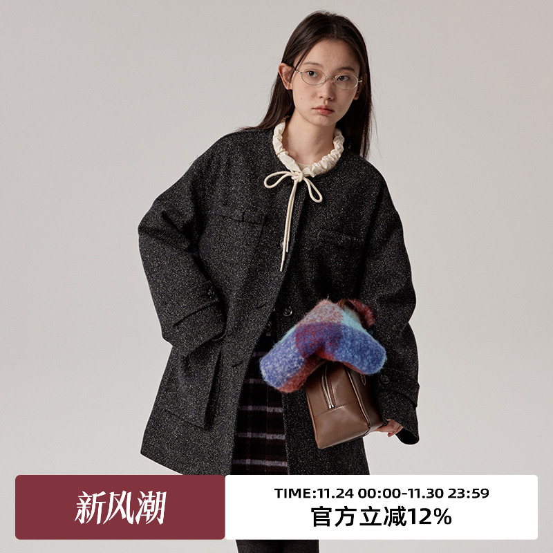 omont蛋挞家中长毛呢外套