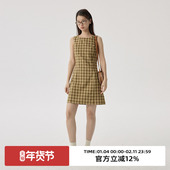 omont蛋挞家 复古格纹无袖 连衣裙新收腰显瘦a字背心裙短裙子