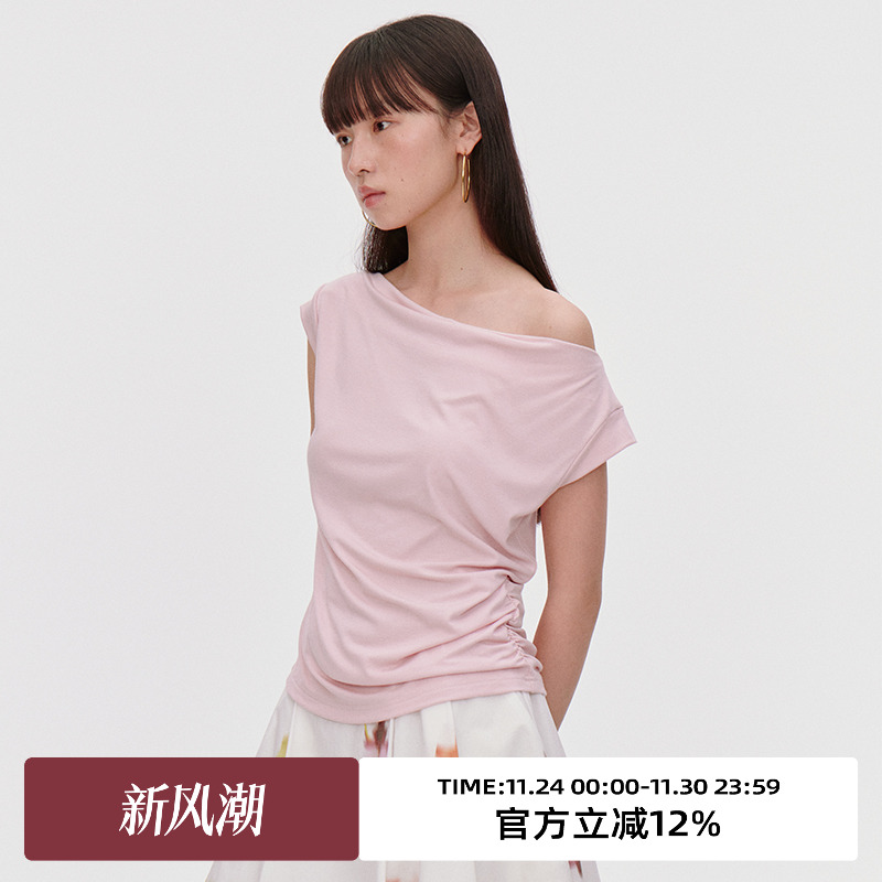 荡领/花卉色彩/一衣三穿短袖T恤