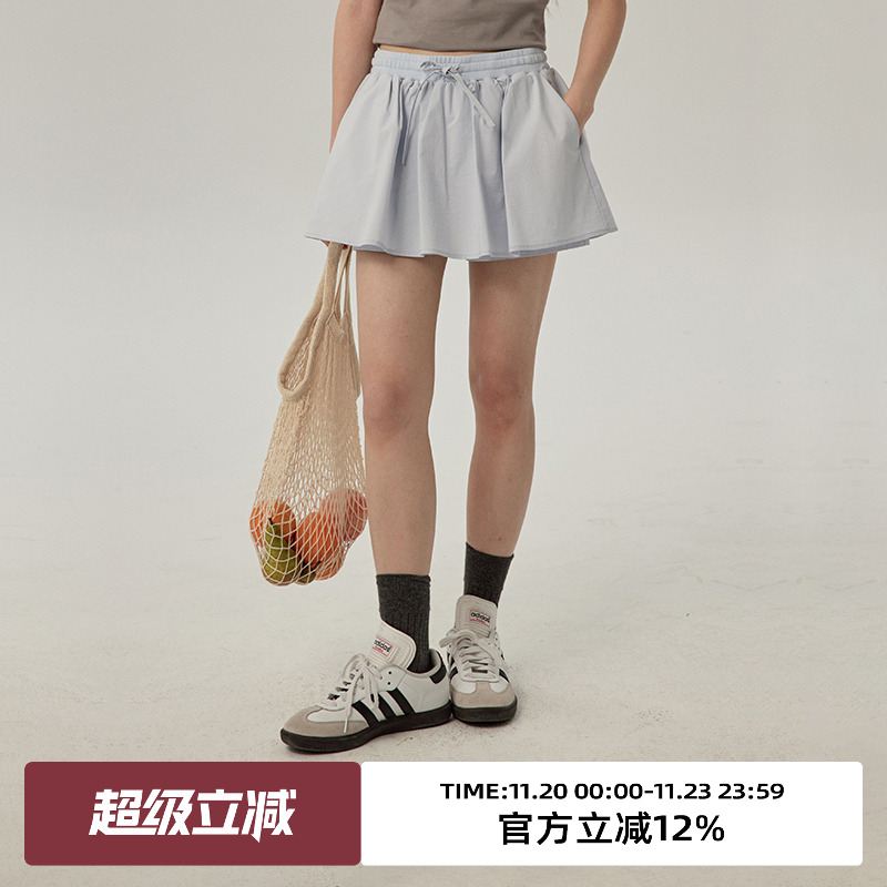 小A型/抽皱/牛筋腰半身裙