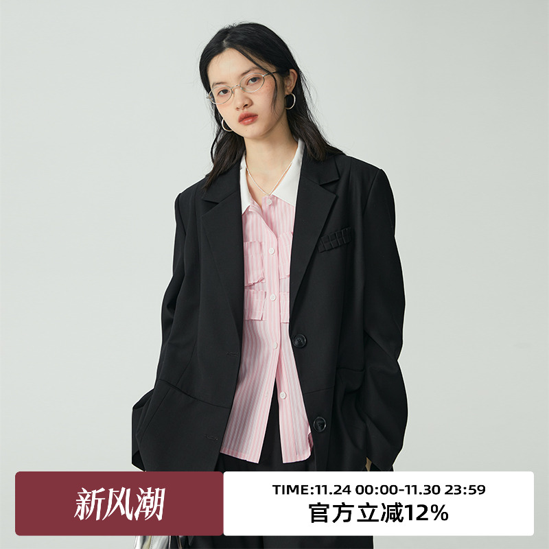 omont宽松休闲长袖西装