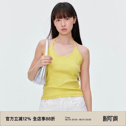 挂脖设计/复古彩色系吊带背心