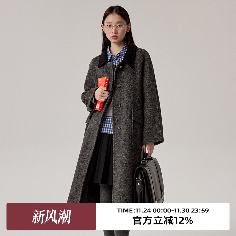 omont蛋挞家羊毛毛呢外套