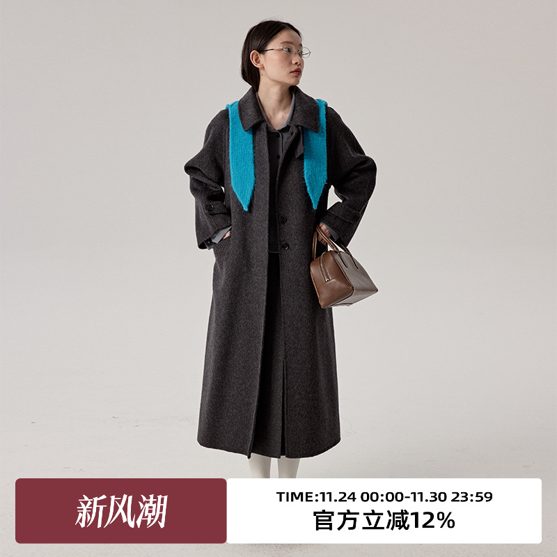 omont蛋挞家长款毛呢外套