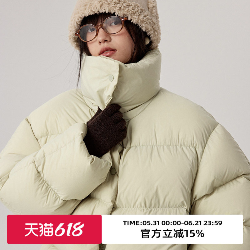 omont蛋挞家 300G充绒量厚实保暖立领羽绒服冬90白鸭绒面包服