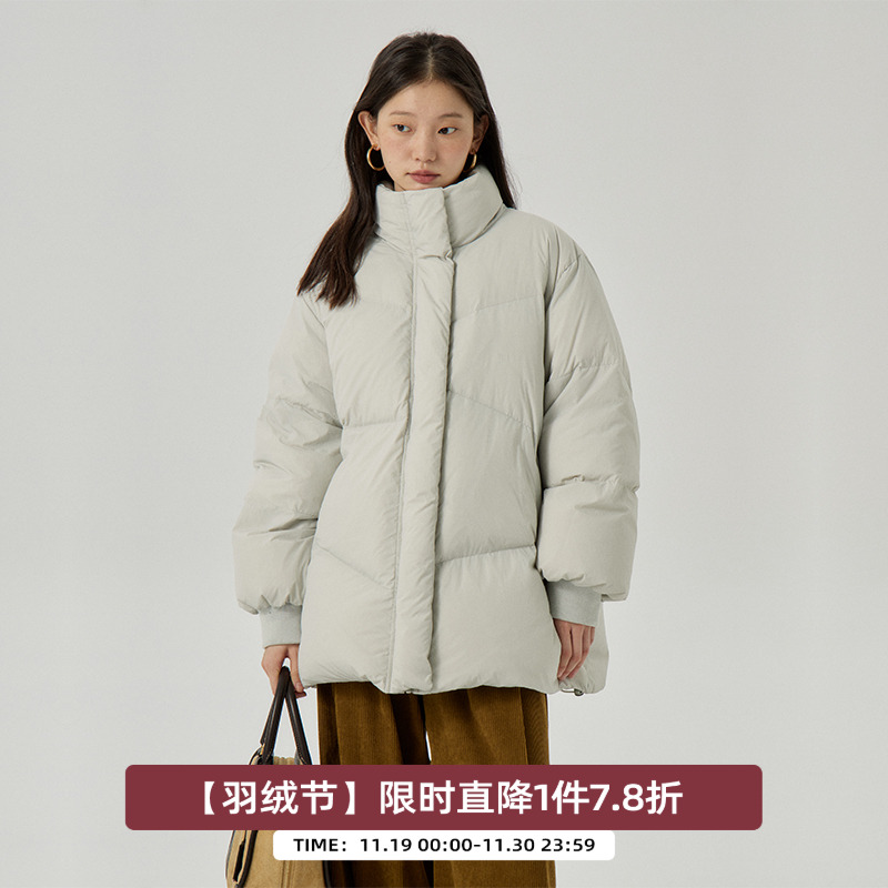 omont蛋挞家通勤立领羽绒服