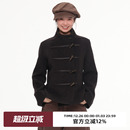 omont蛋挞家50%绵羊毛复古牛角扣毛呢外套2025冬季 短大衣 收腰修身