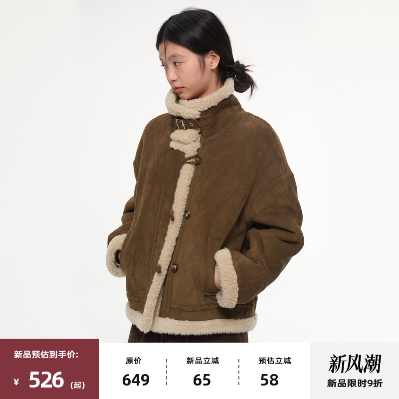 复古立领皮毛一体外套