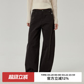 长裤 omont蛋挞家 高腰显瘦阔腿香蕉裤 子春秋季 复古纯棉宽松休闲裤