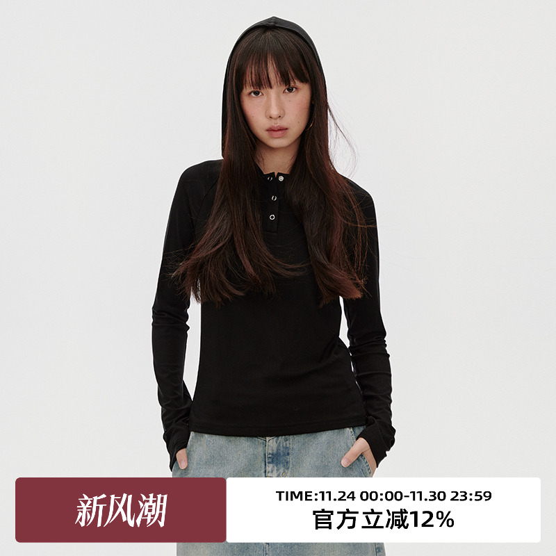 连帽/亨利领修身长袖T恤