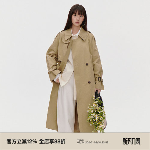 经典翻驳领/双排扣中长风衣外套