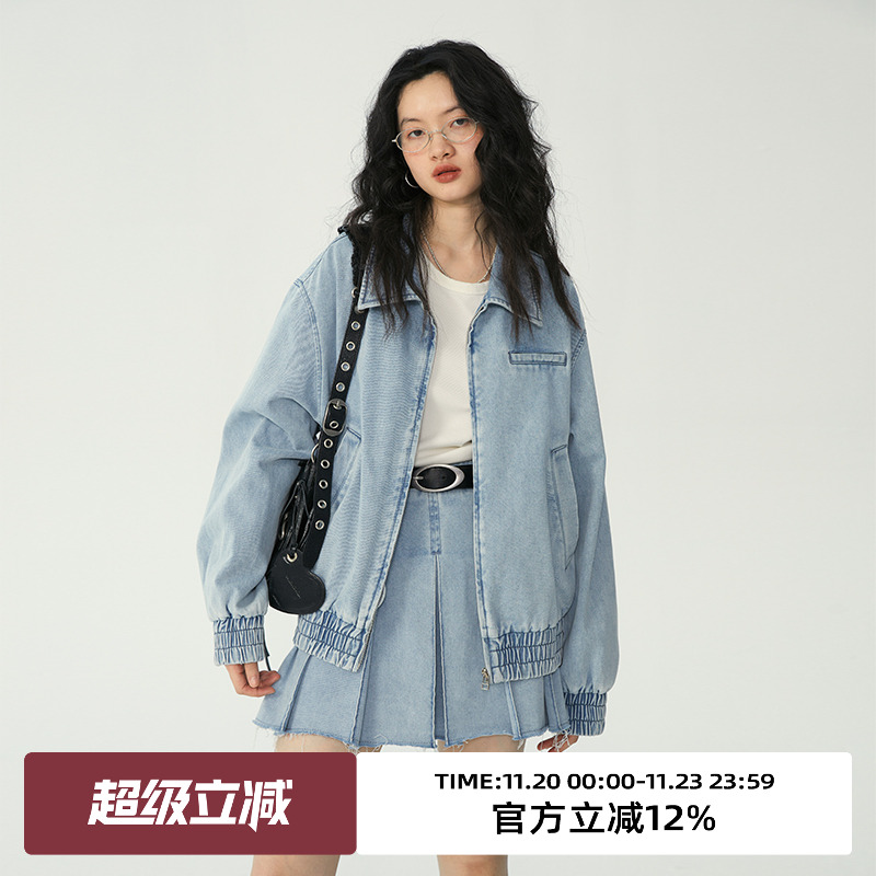 春季牛仔外套omont美式复古